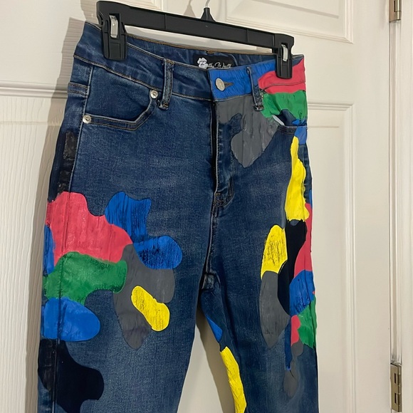Filthy Wealth Signature Colorful Camo Denim Jeans Size 28 Streetwear - Picture 1 of 6